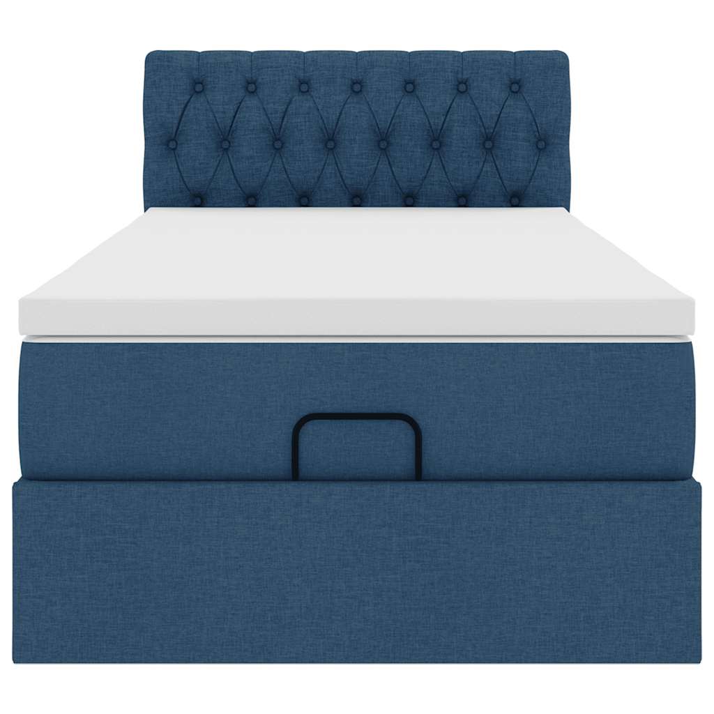 Ottoman-Bett mit Matratze Blau 90x190 cm Stoff