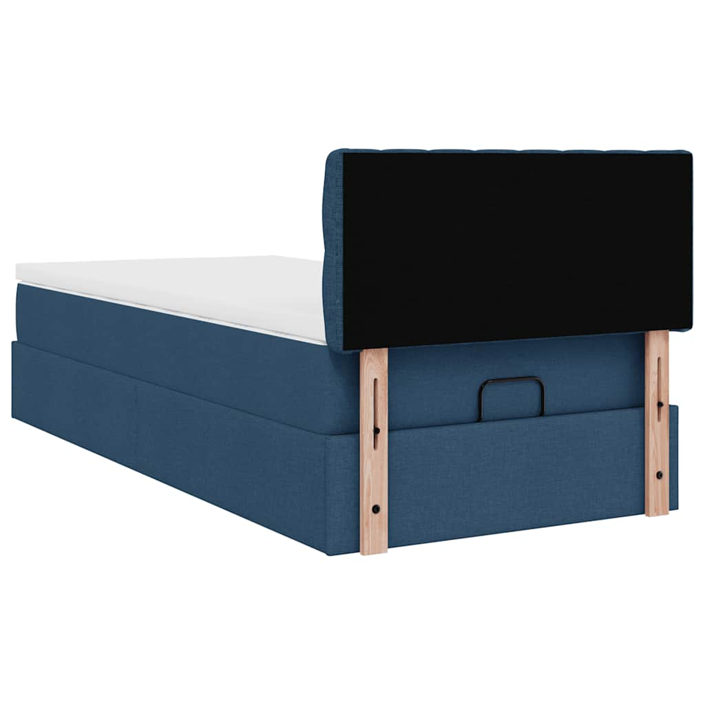 Ottoman-Bett mit Matratze Blau 90x190 cm Stoff