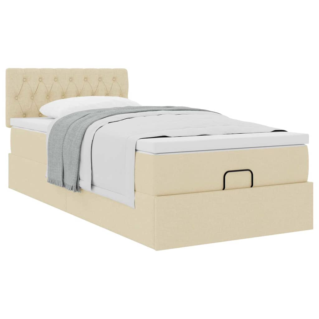 Ottoman-Bett mit Matratze Creme 90x200 cm Stoff