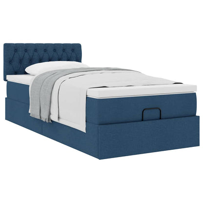 Ottoman-Bett mit Matratze Blau 90x200 cm Stoff