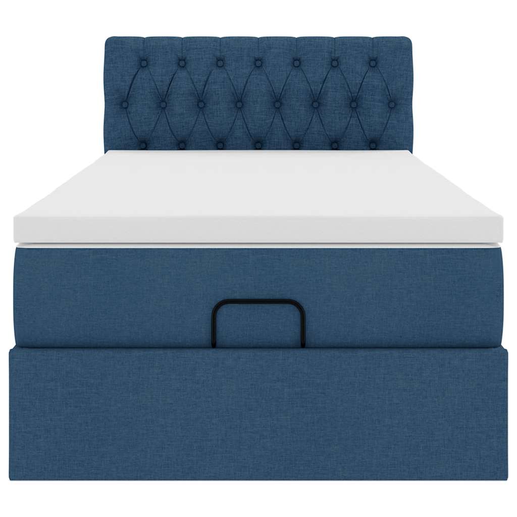 Ottoman-Bett mit Matratze Blau 90x200 cm Stoff