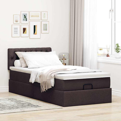 Ottoman-Bett mit Matratze Dunkelbraun 100x200 cm Stoff