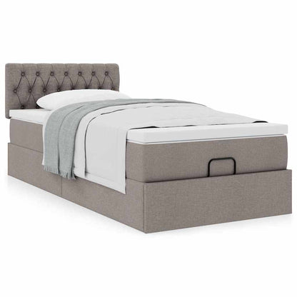 Ottoman-Bett mit Matratze Taupe 100x200 cm Stoff