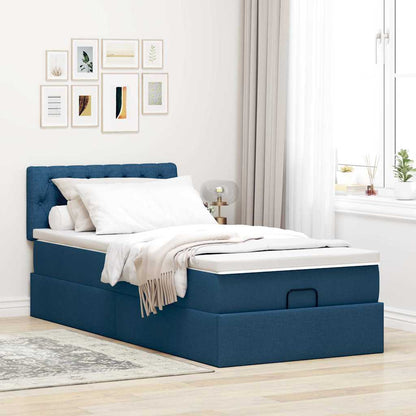 Ottoman-Bett mit Matratze Blau 100x200 cm Stoff