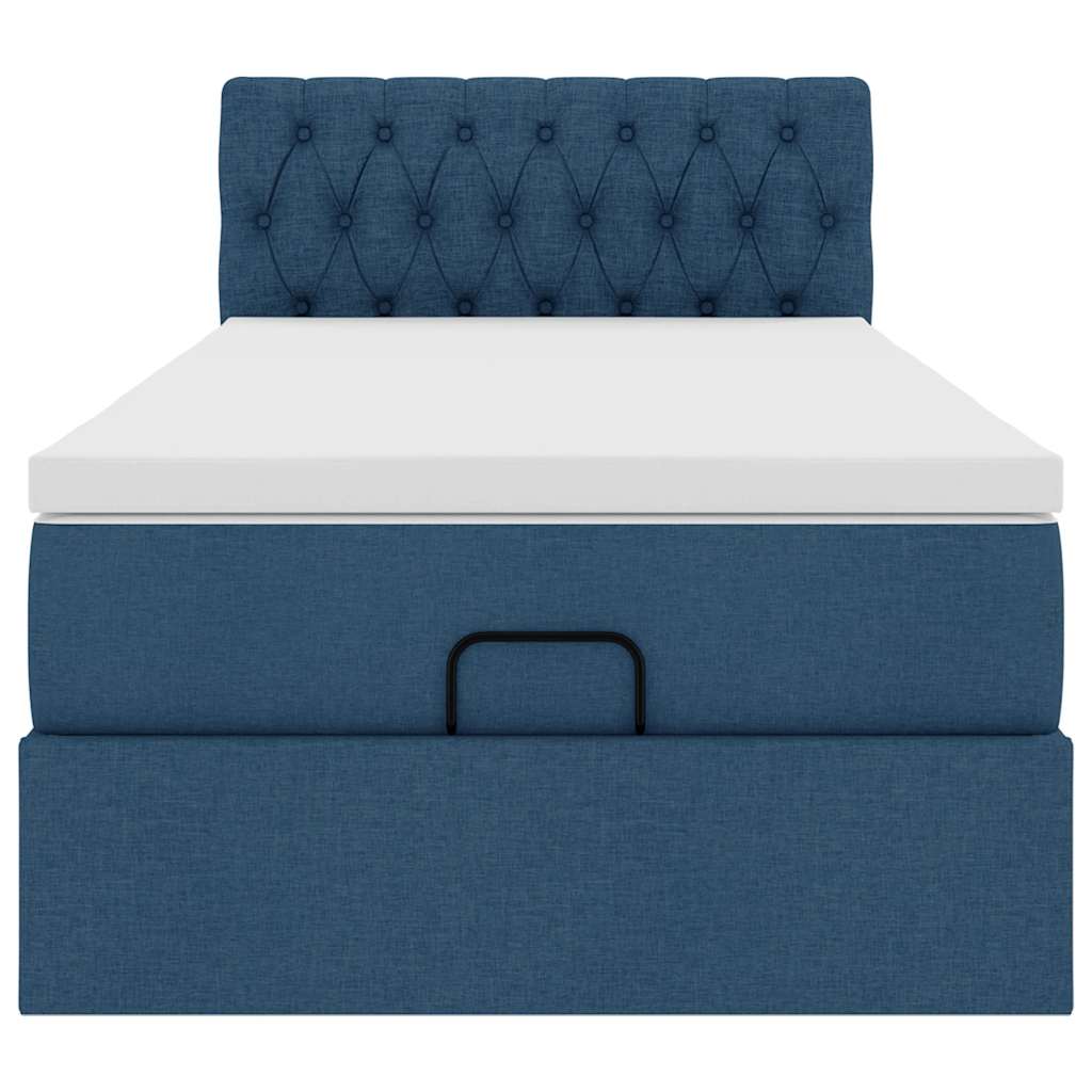 Ottoman-Bett mit Matratze Blau 100x200 cm Stoff