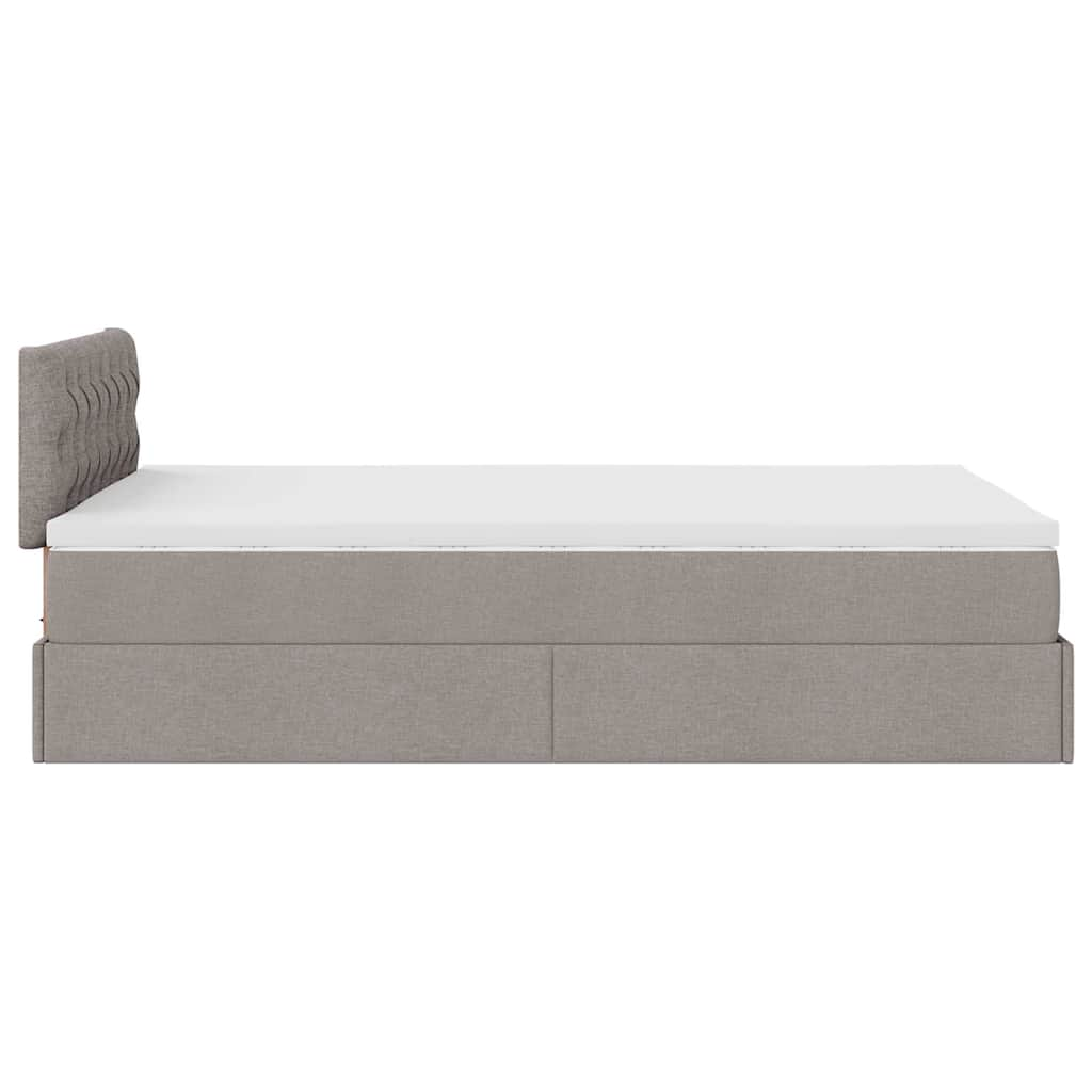 Ottoman-Bett mit Matratze Taupe 120x200 cm Stoff