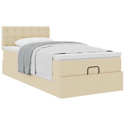 Ottoman-Bett mit Matratze Creme 80x200 cm Stoff