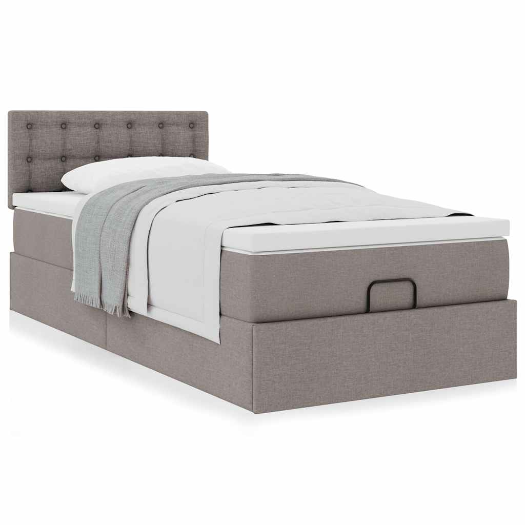 Ottoman-Bett mit Matratze Taupe 90x190 cm Stoff