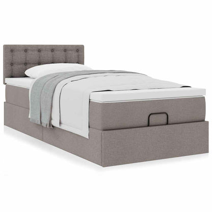 Ottoman-Bett mit Matratze Taupe 90x190 cm Stoff