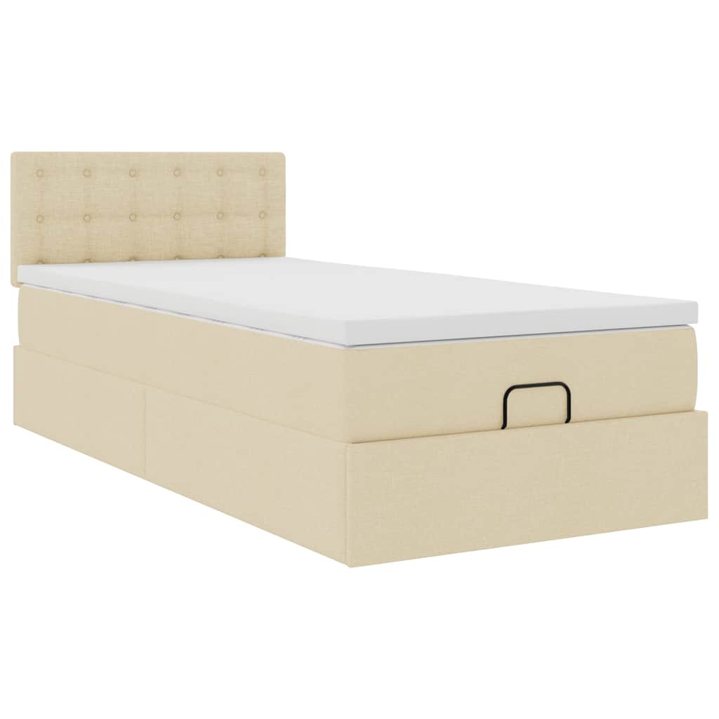 Ottoman-Bett mit Matratze Creme 90x190 cm Stoff