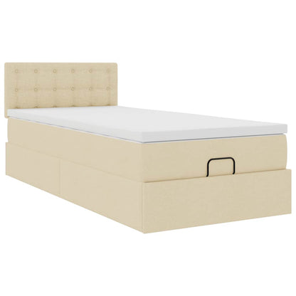 Ottoman-Bett mit Matratze Creme 90x190 cm Stoff