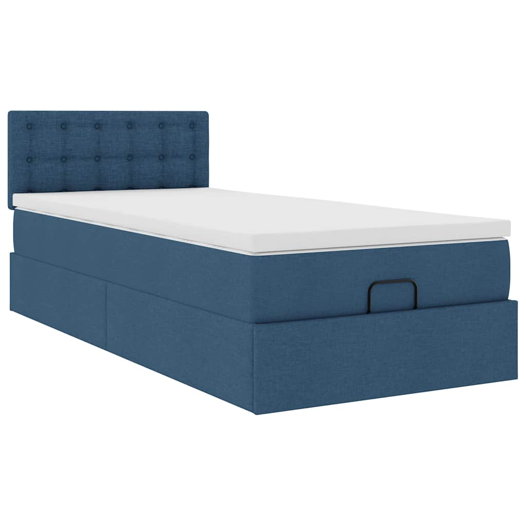 Ottoman-Bett mit Matratze Blau 90x190 cm Stoff