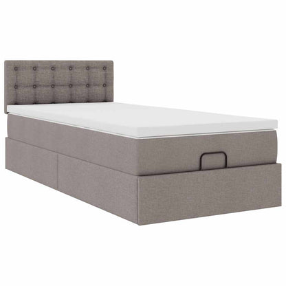 Ottoman-Bett mit Matratze Taupe 90x200 cm Stoff