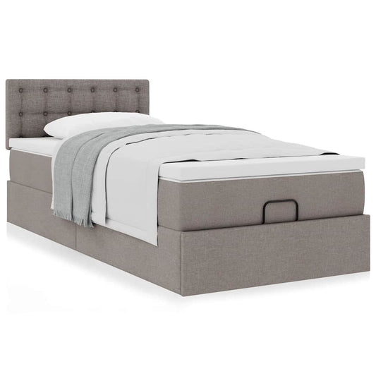 Ottoman-Bett mit Matratze Taupe 90x200 cm Stoff