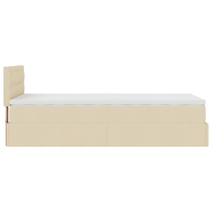 Ottoman-Bett mit Matratze Creme 90x200 cm Stoff