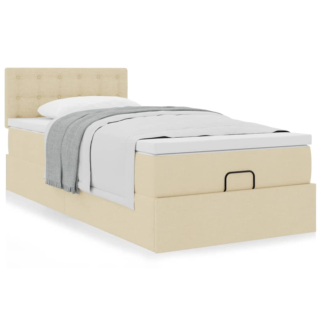 Ottoman-Bett mit Matratze Creme 90x200 cm Stoff