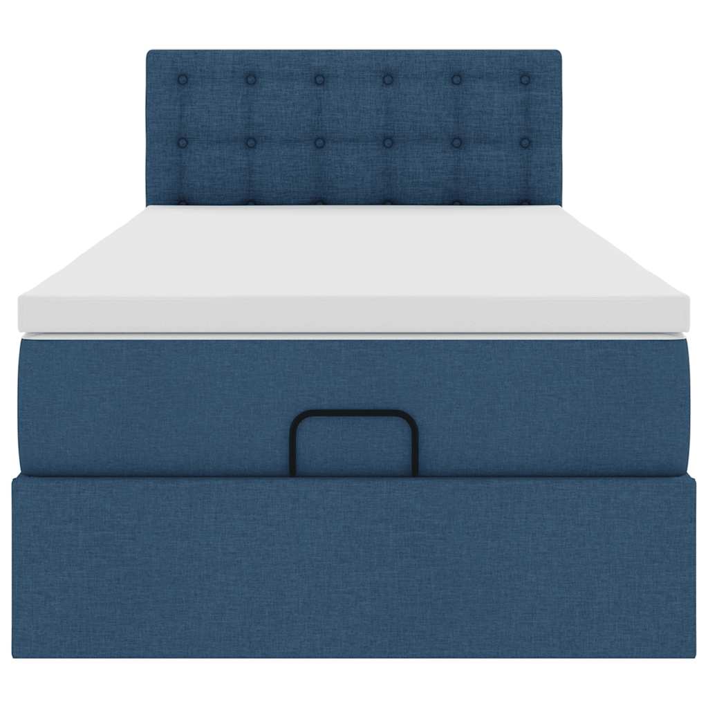 Ottoman-Bett mit Matratze Blau 90x200 cm Stoff