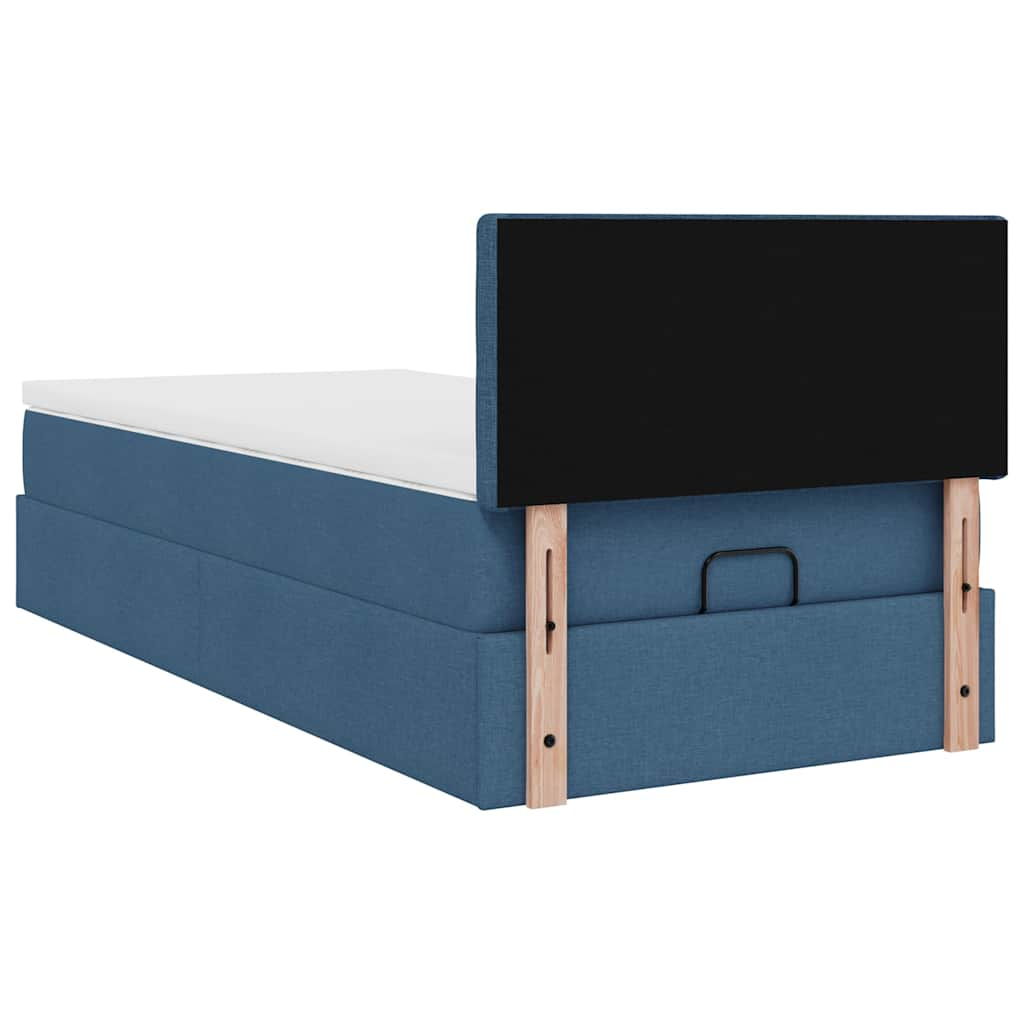 Ottoman-Bett mit Matratze Blau 90x200 cm Stoff