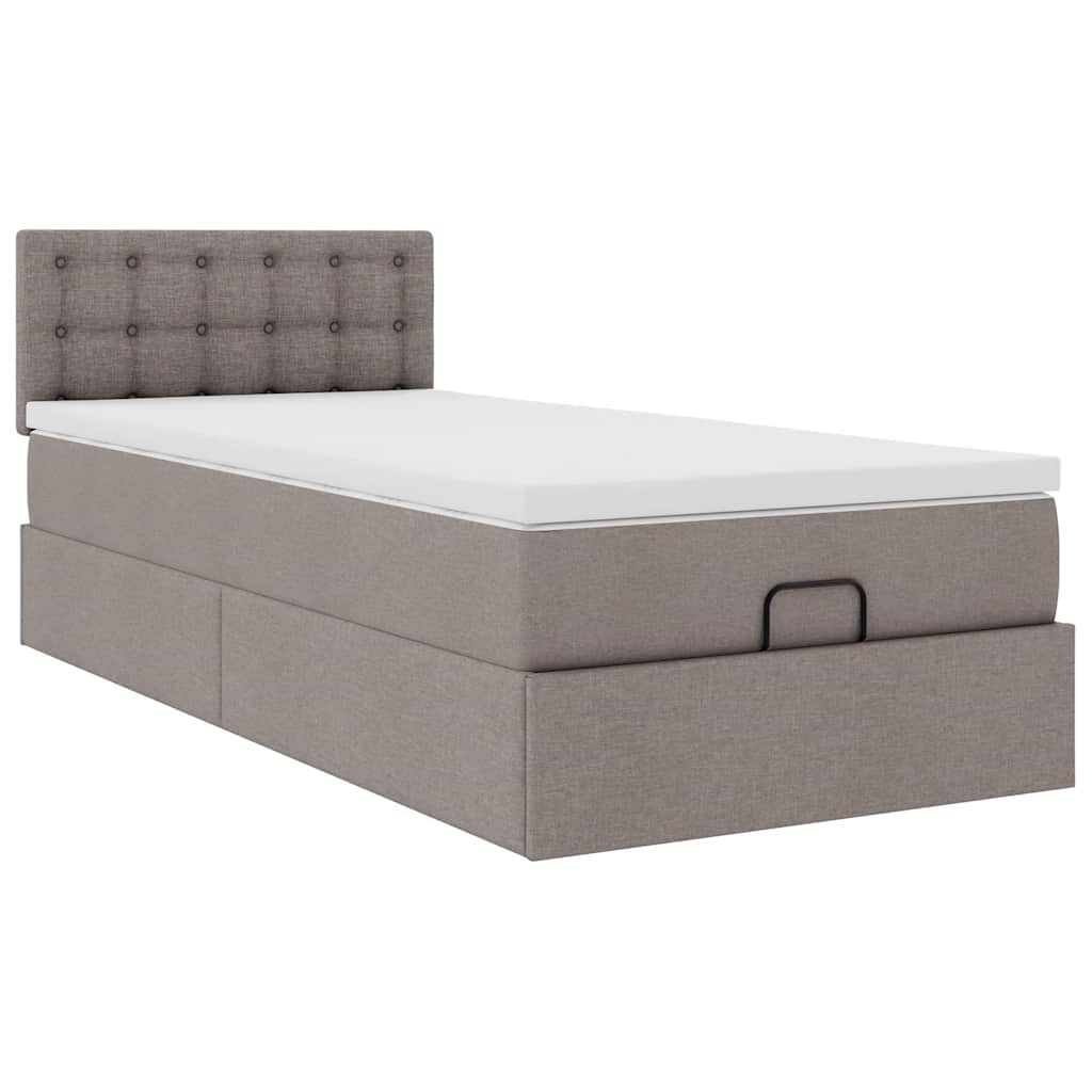 Ottoman-Bett mit Matratze Taupe 100x200 cm Stoff