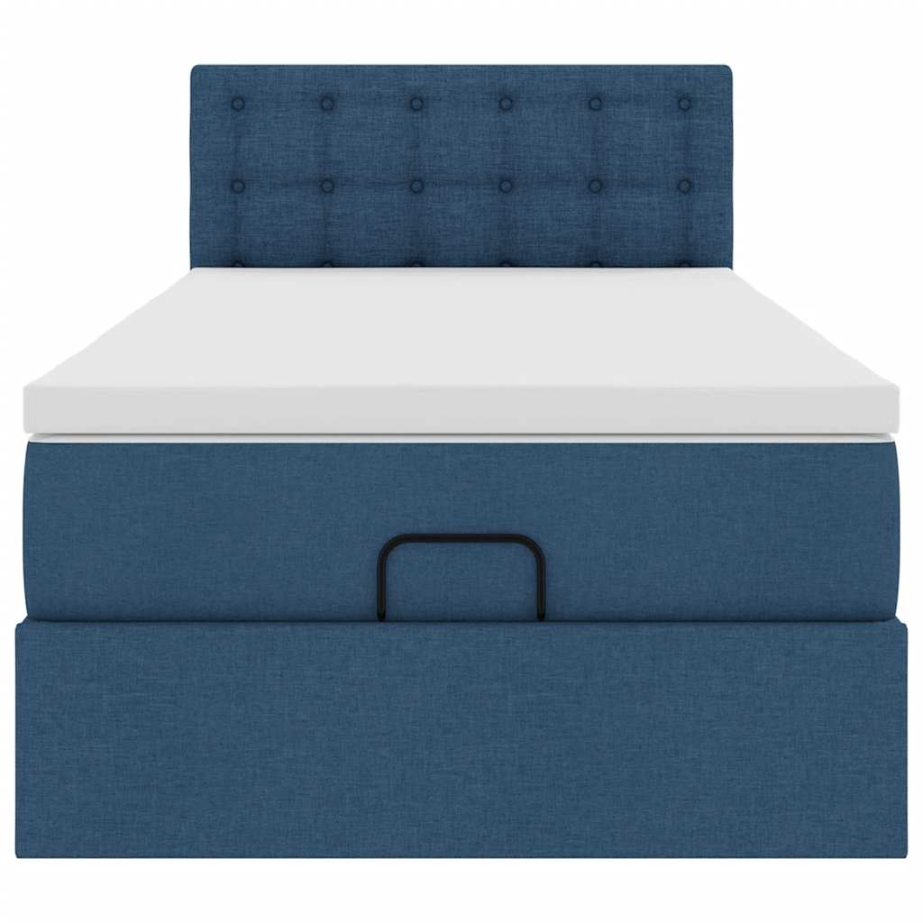 Ottoman-Bett mit Matratze Blau 100x200 cm Stoff