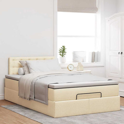 Ottoman-Bett mit Matratze Creme 120x200 cm Stoff