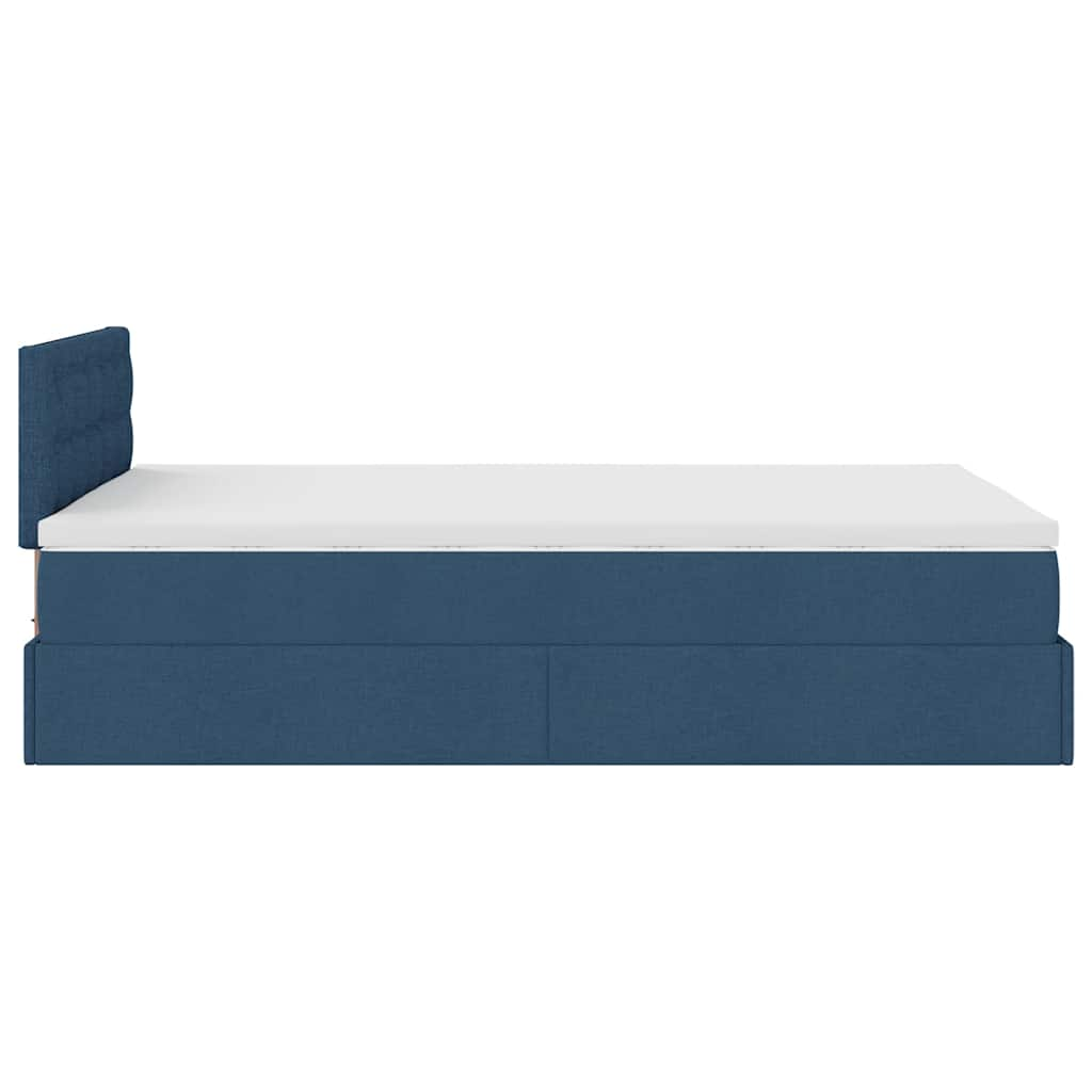 Ottoman-Bett mit Matratze Blau 120x200 cm Stoff