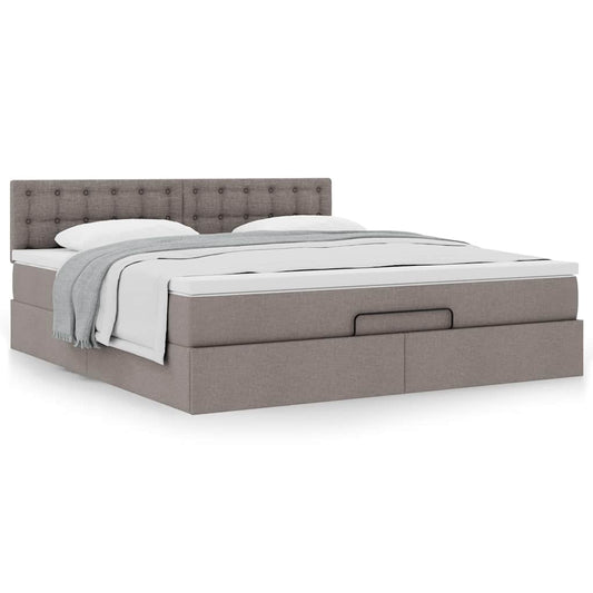 Ottoman-Bett mit Matratze Taupe 160x200 cm Stoff