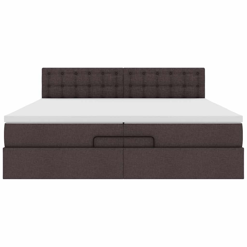 Ottoman-Bett mit Matratze Dunkelbraun 200x200 cm Stoff