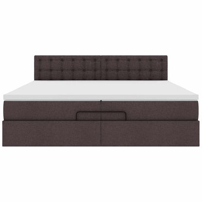 Ottoman-Bett mit Matratze Dunkelbraun 200x200 cm Stoff