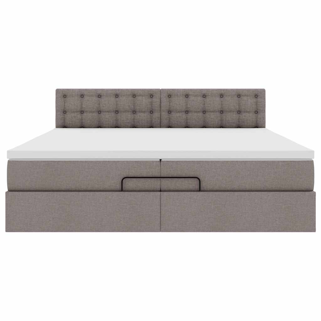 Ottoman-Bett mit Matratze Taupe 200x200 cm Stoff