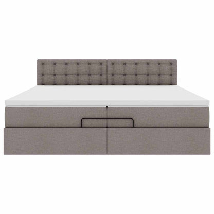 Ottoman-Bett mit Matratze Taupe 200x200 cm Stoff