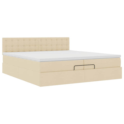 Ottoman-Bett mit Matratze Creme 200x200 cm Stoff