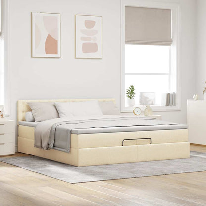 Ottoman-Bett mit Matratze Creme 200x200 cm Stoff