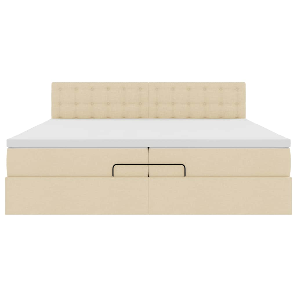 Ottoman-Bett mit Matratze Creme 200x200 cm Stoff