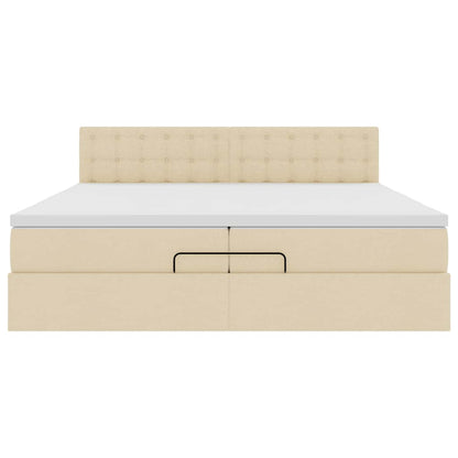 Ottoman-Bett mit Matratze Creme 200x200 cm Stoff