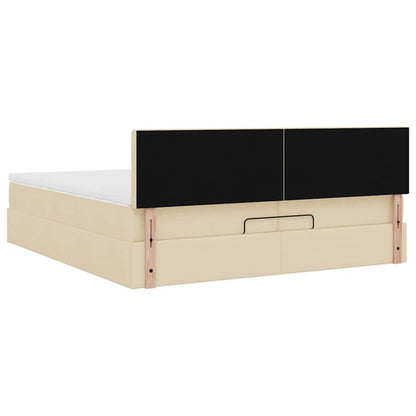 Ottoman-Bett mit Matratze Creme 200x200 cm Stoff