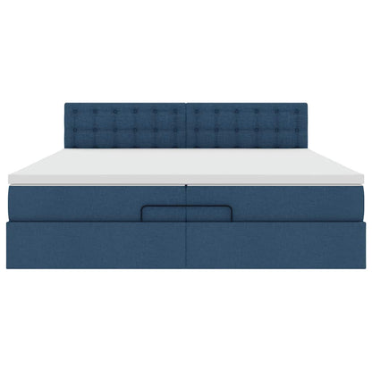 Ottoman-Bett mit Matratze Blau 200x200 cm Stoff