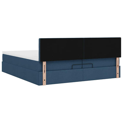 Ottoman-Bett mit Matratze Blau 200x200 cm Stoff