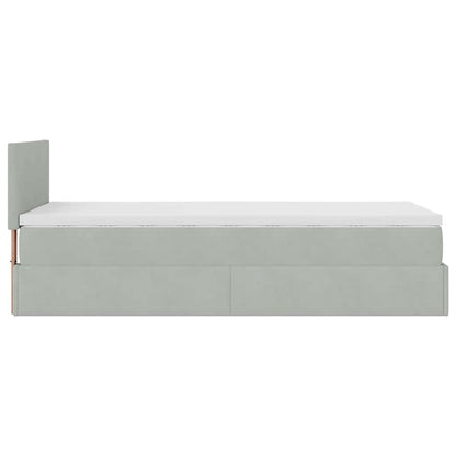 Ottoman-Bett mit Matratze Hellgrau 80x200 cm Samt