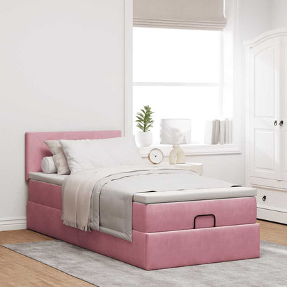 Ottoman-Bett mit Matratze Rosa 80x200 cm Samt