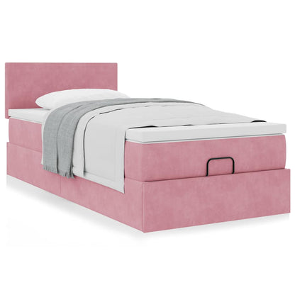 Ottoman-Bett mit Matratze Rosa 80x200 cm Samt