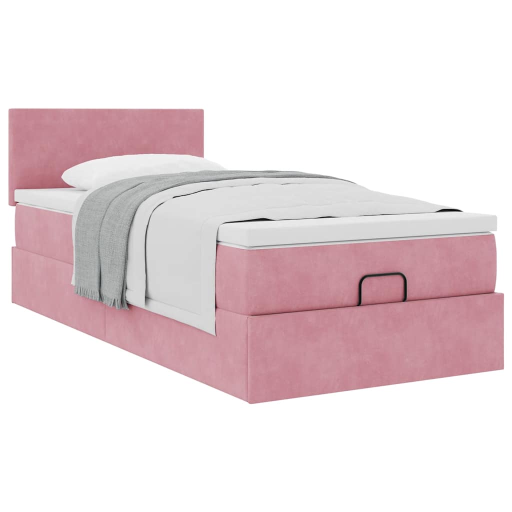 Ottoman-Bett mit Matratze Rosa 90x190 cm Samt