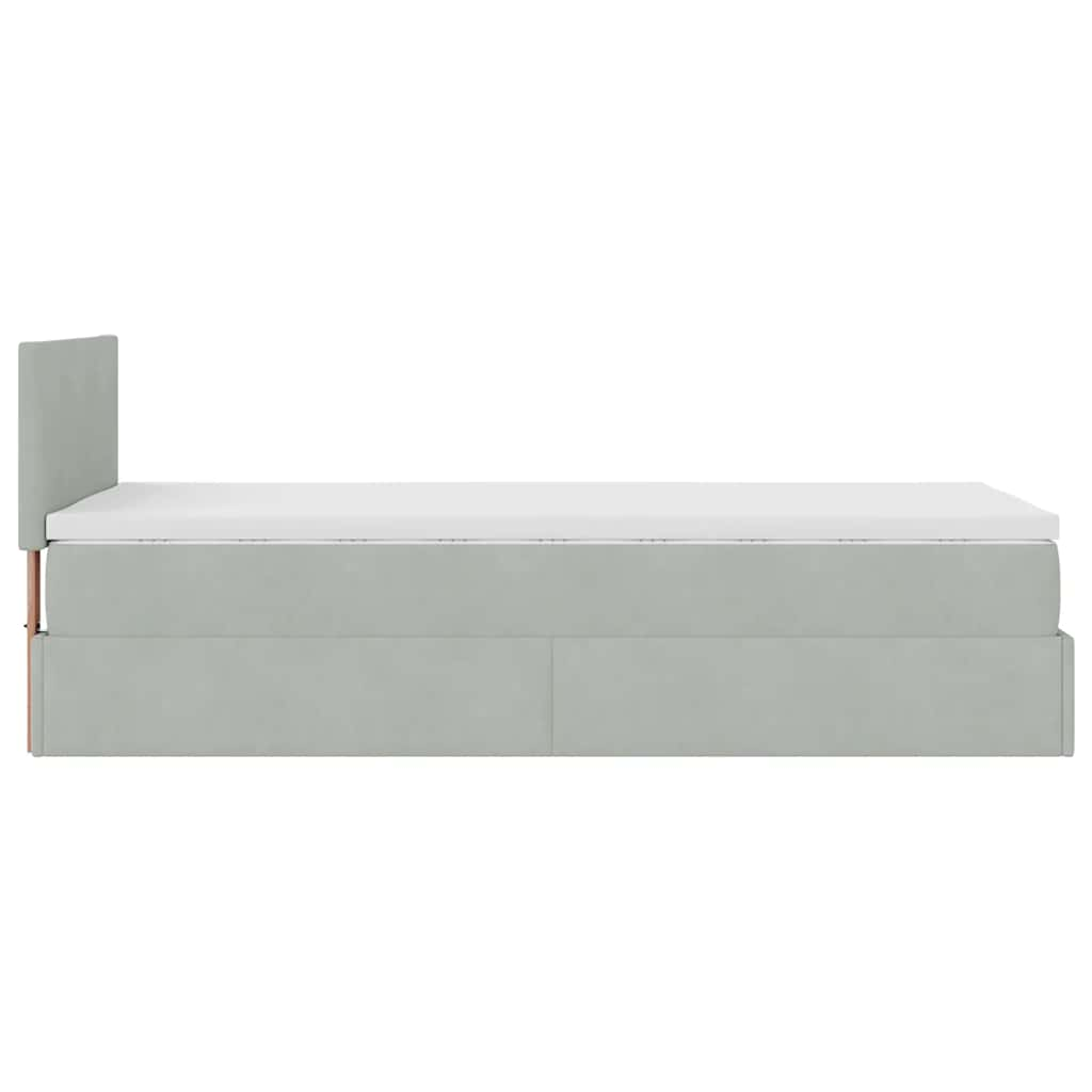 Ottoman-Bett mit Matratze Hellgrau 90x200 cm Samt