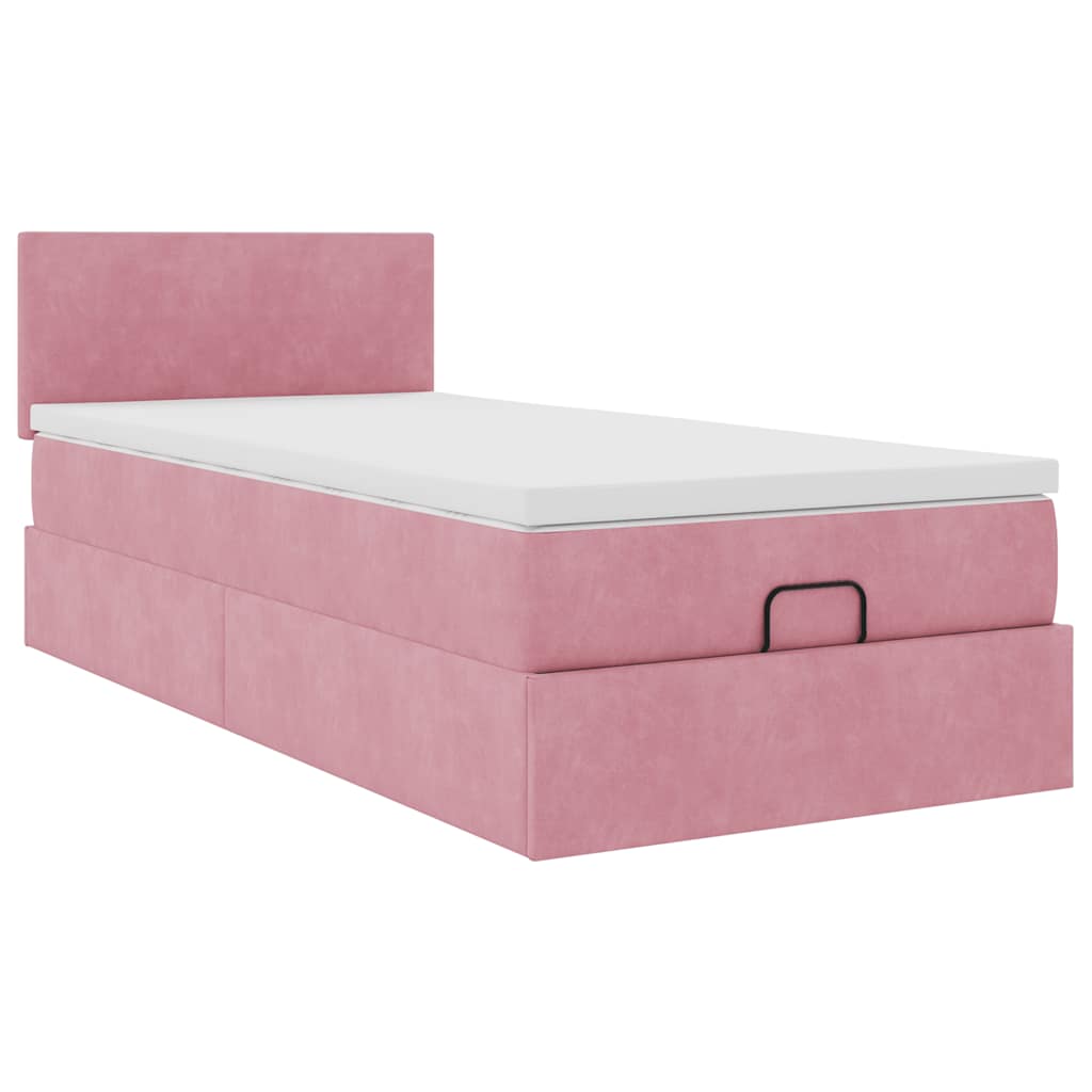 Ottoman-Bett mit Matratze Rosa 90x200 cm Samt