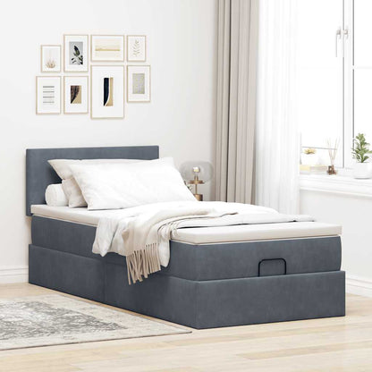 Ottoman-Bett mit Matratze Dunkelgrau 100x200 cm Samt