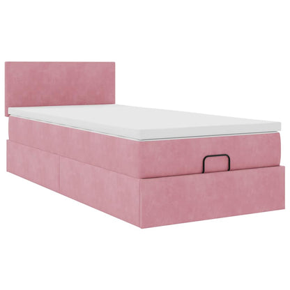 Ottoman-Bett mit Matratze Rosa 100x200 cm Samt