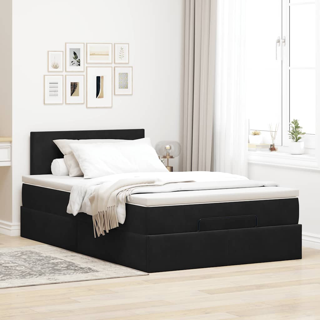 Ottoman-Bett mit Matratze Schwarz 120x190 cm Samt