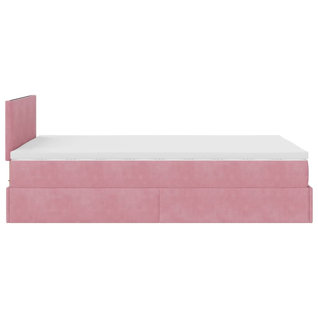 Ottoman-Bett mit Matratze Rosa 120x190 cm Samt