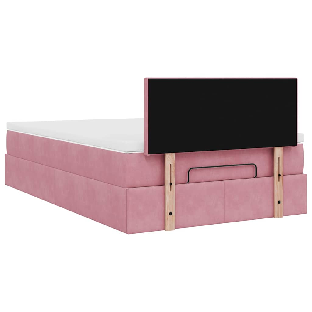 Ottoman-Bett mit Matratze Rosa 120x190 cm Samt