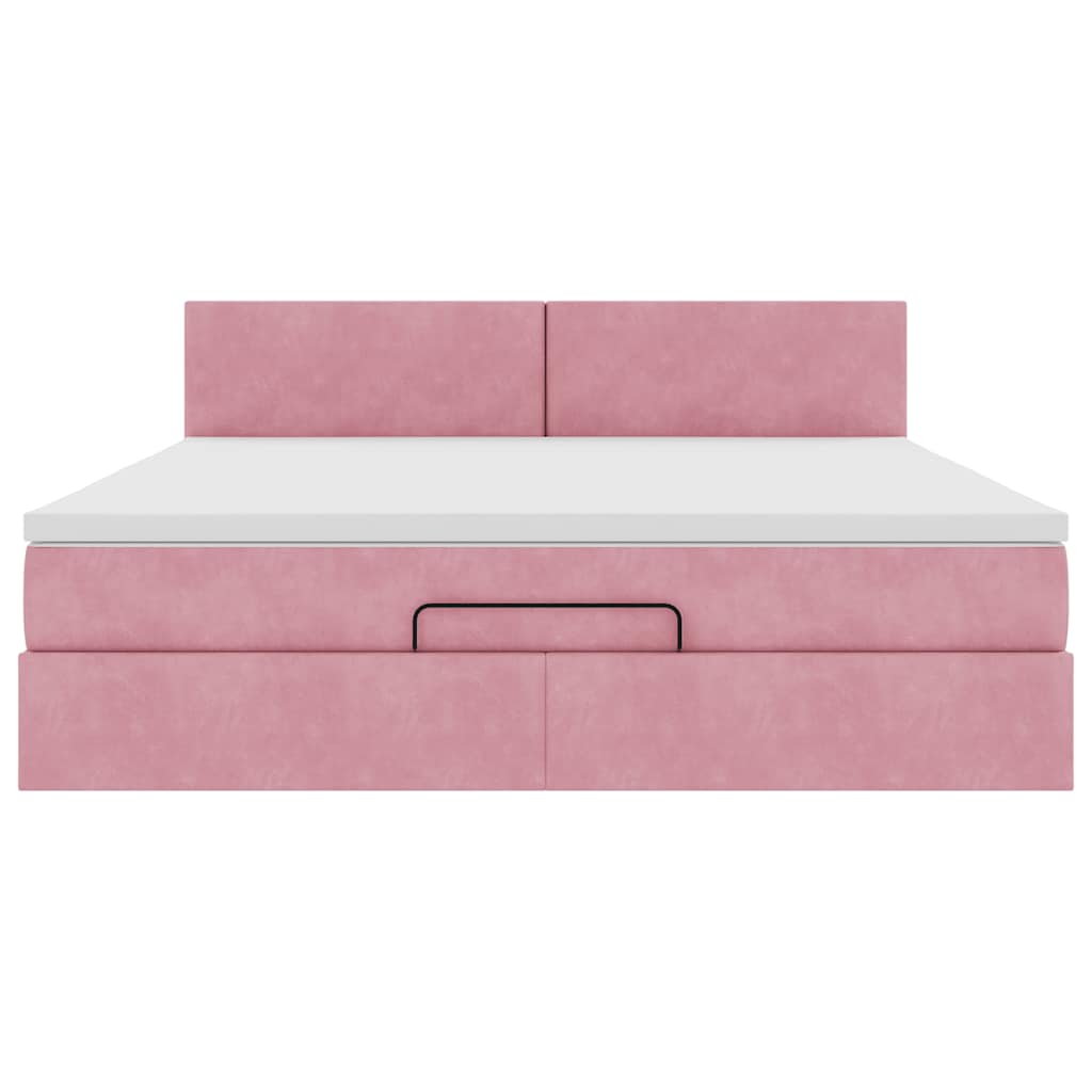 Ottoman-Bett mit Matratze Rosa 180x200 cm Samt